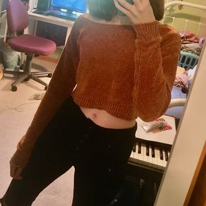 Burnt Orange Cropped Knitted Sweater